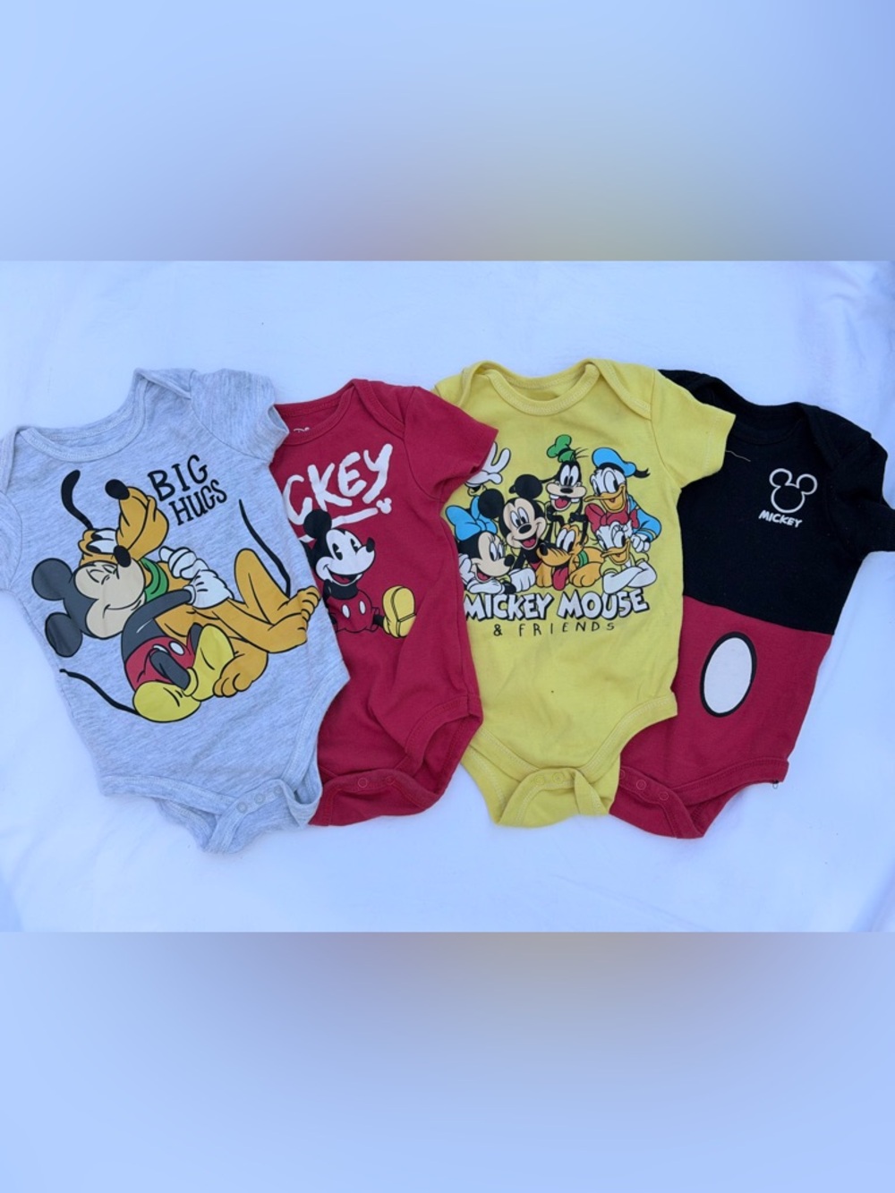 6-9 MTH Disney Baby Mickey & Friends Bodysuit Set - Yellow, Red, Gray, Black